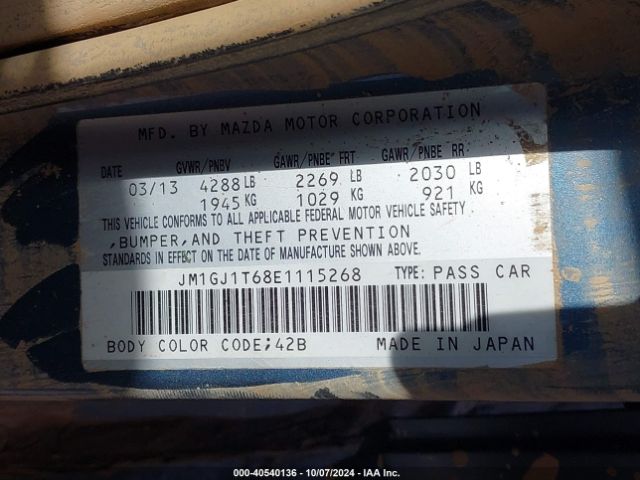 JM1GJ1T68E1115268 Mazda Mazda6 I Touring