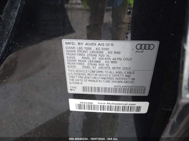 WA1LMAFE8FD020552 Audi Q7 3.0 Tdi Premium