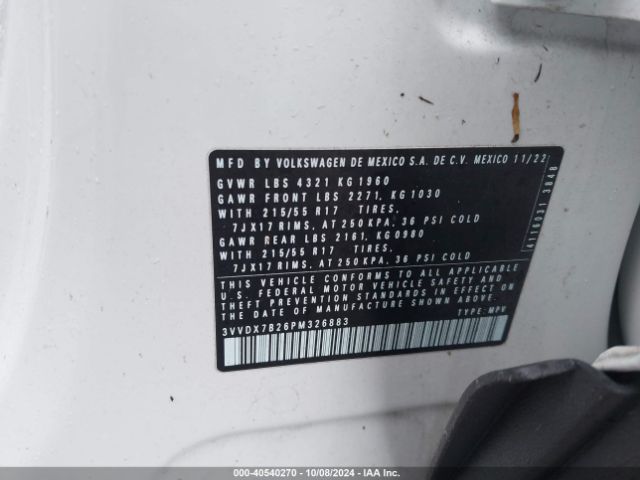 3VVDX7B26PM326883 Volkswagen Taos 1.5t S