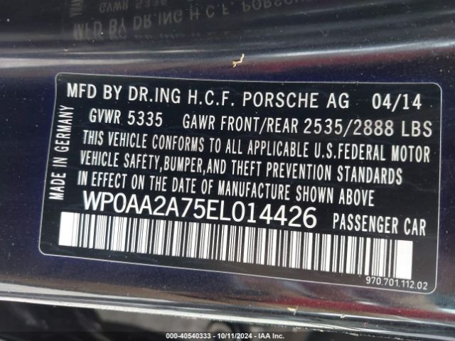 WP0AA2A75EL014426 Porsche PANAMERA 4