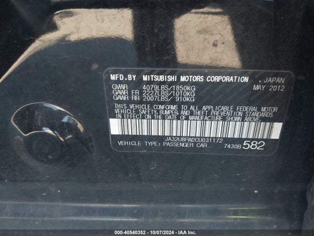 2012 MITSUBISHI LANCER JA32U8FW2CU031172 Photo 8