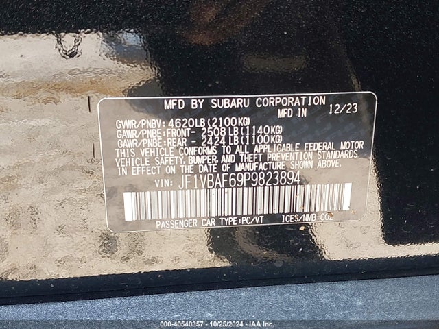 Subaru Wrx Premium 2023 JF1VBAF69P9823894 Image 9