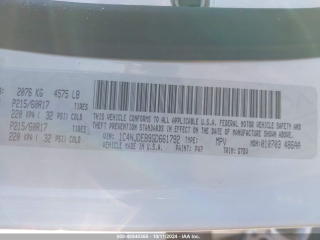 1C4NJDEB9GD661792 Jeep Compass Latitude