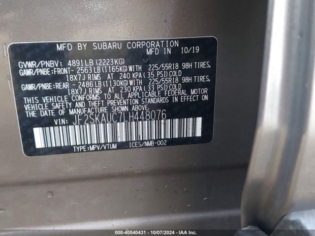 JF2SKAUC7LH448076 Subaru Forester Limited