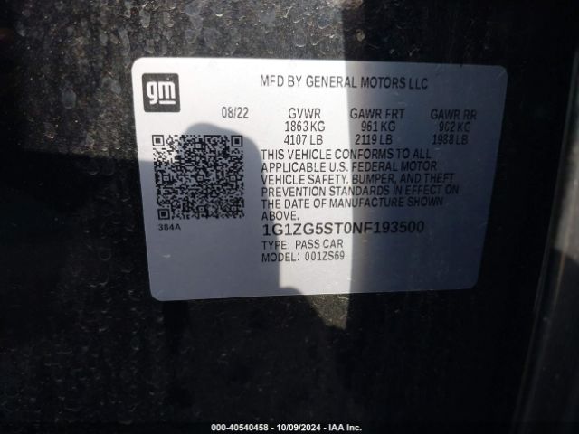 1G1ZG5ST0NF193500 Chevrolet Malibu Fwd Rs