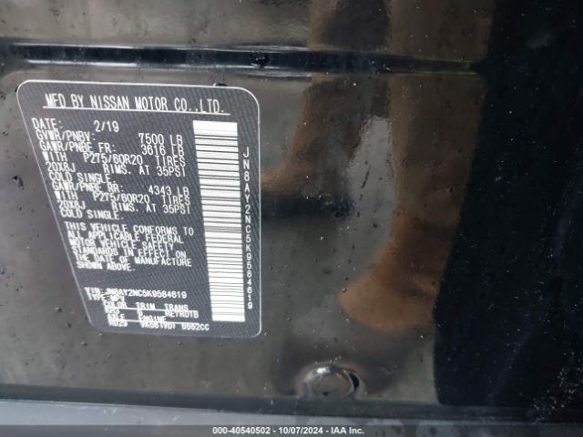 JN8AY2NC5K9584619 Nissan Armada Sl