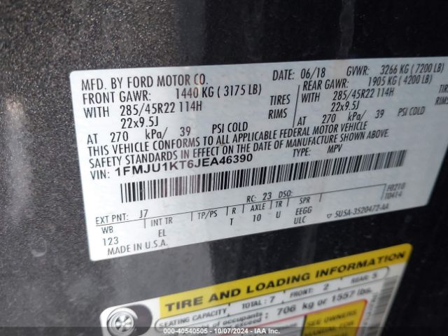 1FMJU1KT6JEA46390 Ford Expedition Limited