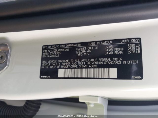 YV4L12DLXN1910201 Volvo Xc60 B5 Inscription