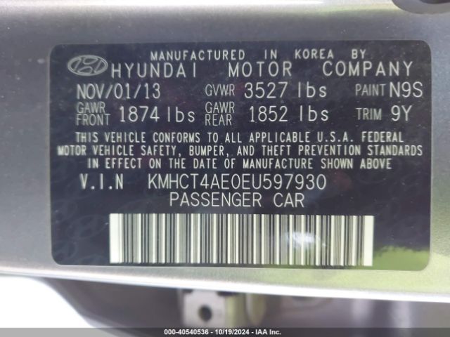 KMHCT4AE0EU597930 Hyundai ACCENT GLS