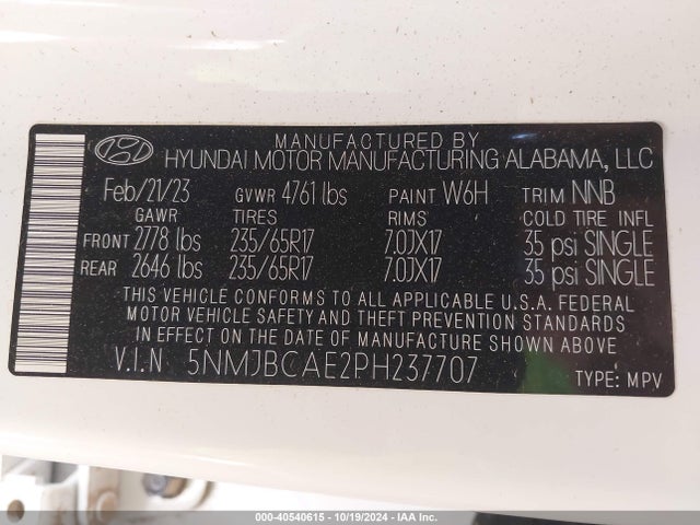 Hyundai TUCSON SEL 2023 5NMJBCAE2PH237707 Image 9