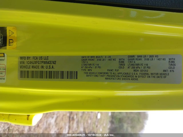 1C4HJXFG7PW643742 Jeep Wrangler 4-door Rubicon 4x4