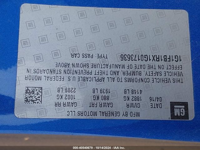 1G1FB1RX1G0173636 Chevrolet Camaro 1lt