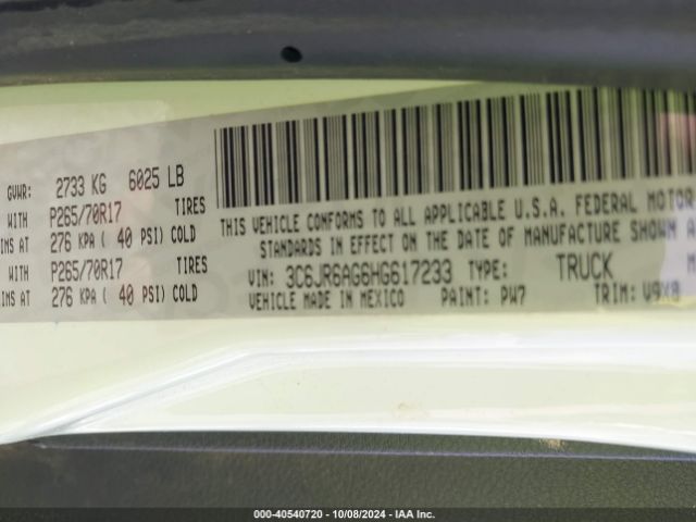 3C6JR6AG6HG617233 RAM 1500 Tradesman  4x2 6'4 Box