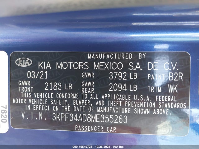 KIA Forte Gt-line 2021 3KPF34AD8ME355263 Image 9