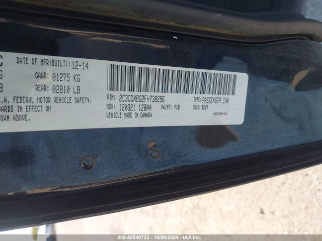 Dodge Charger Se 2015 2C3CDXBG2FH738296 Image 9