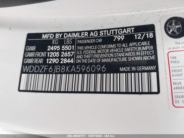 WDDZF6JB8KA596096 Mercedes-Benz E 450 4matic