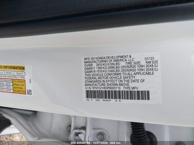 Honda Pilot Awd Elite 2023 5FNYG1H83PB005719 Image 9