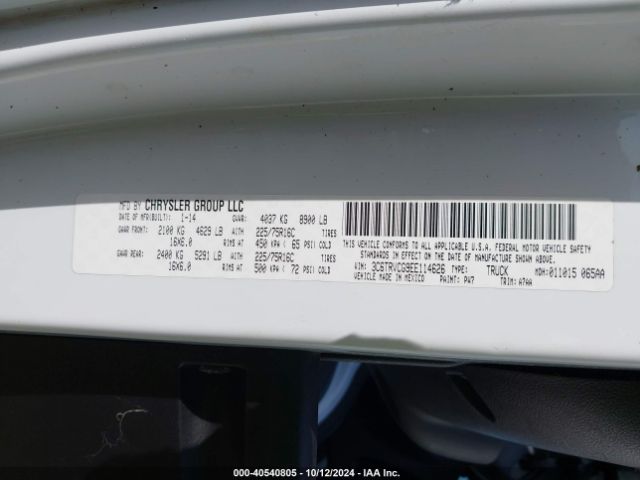 3C6TRVCG9EE114626 RAM Promaster 2500 High Roof