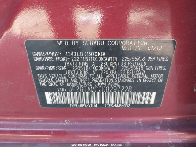 JF2GTAMC2K8297228 Subaru Crosstrek 2.0i Limited