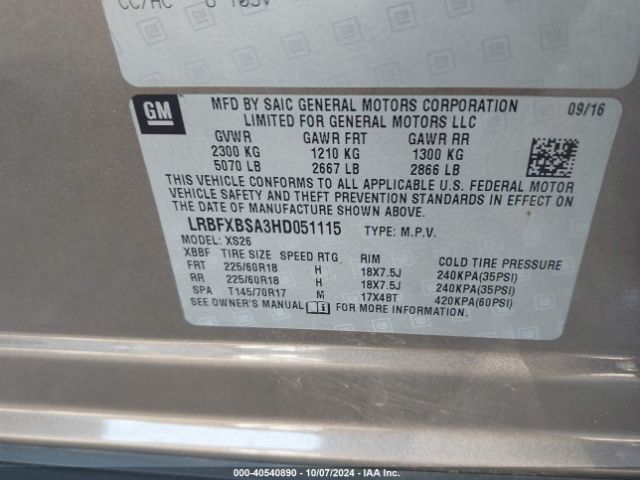 LRBFXBSA3HD051115 Buick Envision Essence