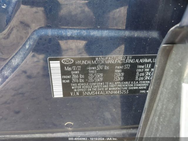 5NMS44ALXNH445253 Hyundai Santa Fe Limited