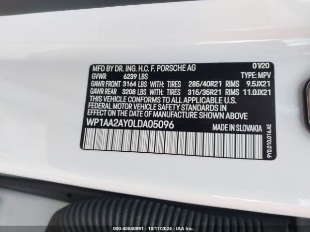 WP1AA2AY0LDA05096 Porsche Cayenne