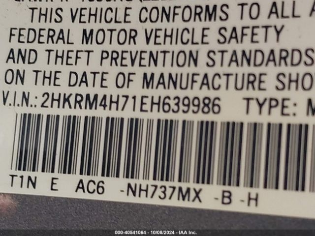 2HKRM4H71EH639986 Honda Cr-v Ex-l