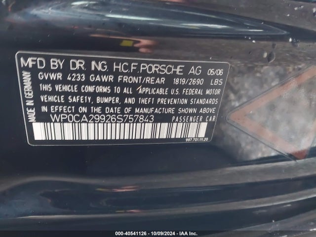 2006 PORSCHE 911 WP0CA29926S757843 Photo 8