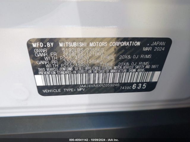 2024 MITSUBISHI OUTLANDER JA4J4VA8XRZ059246 Photo 8