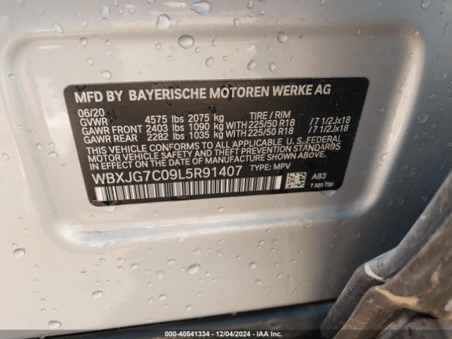 WBXJG7C09L5R91407 BMW X1 Sdrive28i