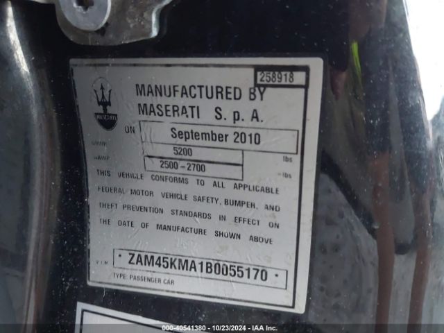 2011 MASERATI GRANTURISMO ZAM45KMA1B0055170 Photo 8