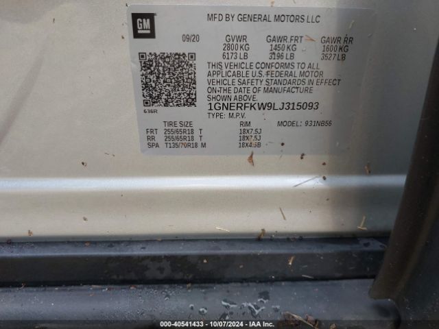 1GNERFKW9LJ315093 Chevrolet Traverse Fwd Ls