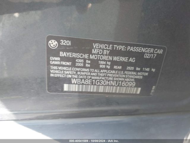 WBA8E1G30HNU16099 BMW 320i
