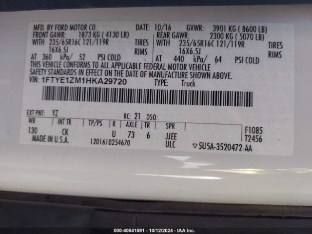 1FTYE1ZM1HKA29720 Ford Transit-150