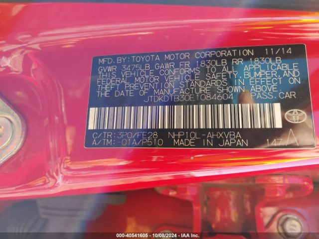 JTDKDTB30E1084604 Toyota Prius C One