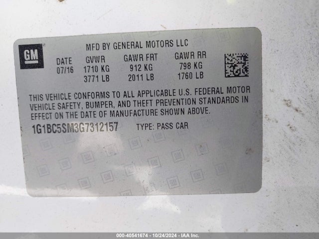 Chevrolet Cruze Ls Auto 2016 1G1BC5SM3G7312157 Image 9