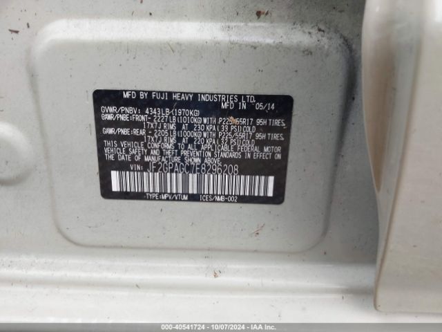JF2GPAGC7E8296208 Subaru Xv Crosstrek 2.0i Limited