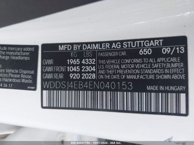 WDDSJ4EB4EN040153 Mercedes-Benz CLA 250