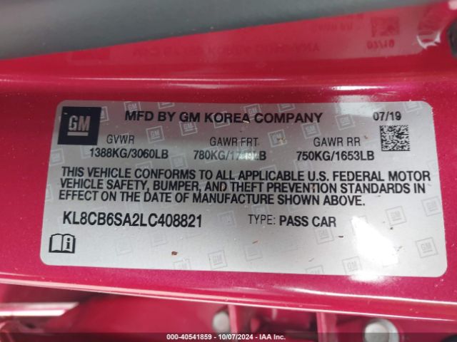KL8CB6SA2LC408821 Chevrolet Spark Fwd Ls Automatic