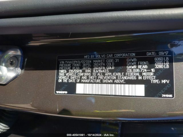 YV4A22PK9J1321304 Volvo Xc90 T6 Momentum