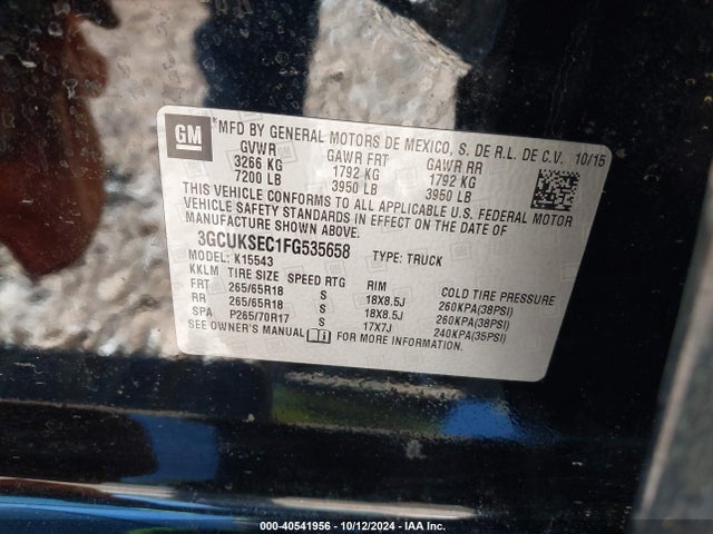 Chevrolet Silverado 1500 2lz 2015 3GCUKSEC1FG535658 Image 9