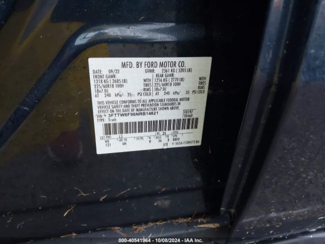 3FTTW8F96NRB14821 Ford Maverick Lariat