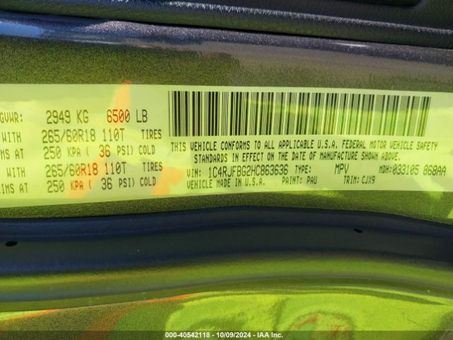 1C4RJFBG2HC863636 Jeep Grand Cherokee Limited 4x4