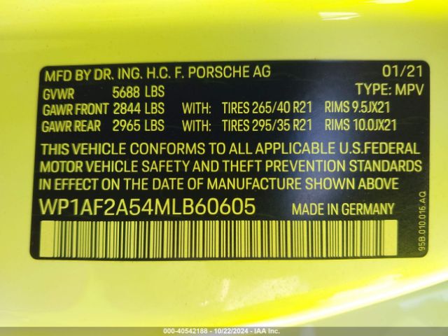 WP1AF2A54MLB60605 Porsche Macan Turbo