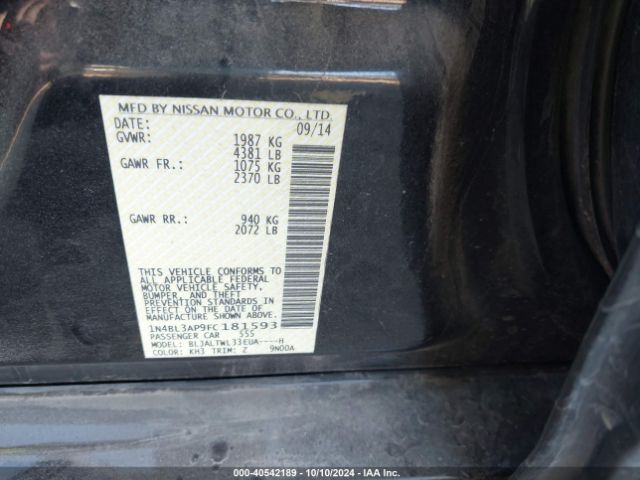 1N4BL3AP9FC181593 Nissan Altima 3.5 Sl