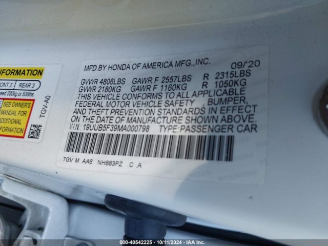 19UUB5F39MA000798 Acura Tlx Standard