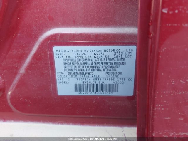 3N1AB7AP8EL645270 Nissan Sentra Fe+ S/fe+ Sv/s/sl/sr/sv