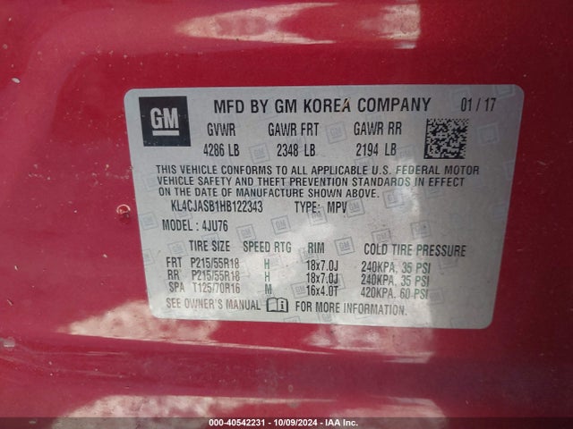 KL4CJASB1HB122343 Buick Encore Preferred
