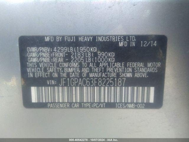 JF1GPAC63F8225187 Subaru Impreza 2.0i Premium