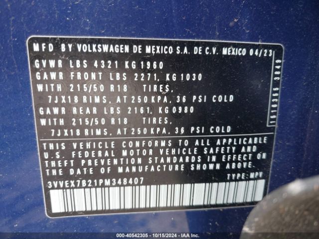 3VVEX7B21PM348407 Volkswagen Taos 1.5t Se
